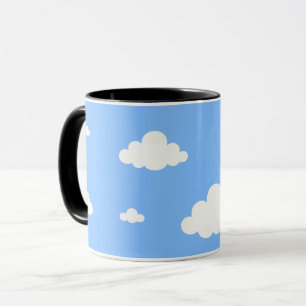 Taza de café azul cielo patrón continuo nubes blan