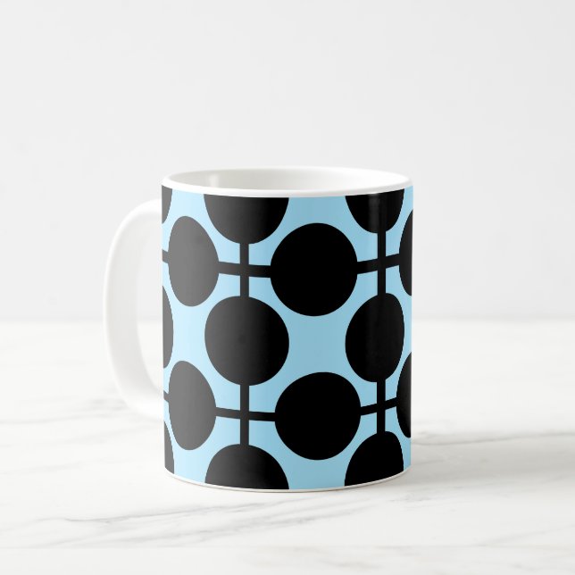 Taza De Café Azul claro con geométrico negro  (Anverso izquierdo)