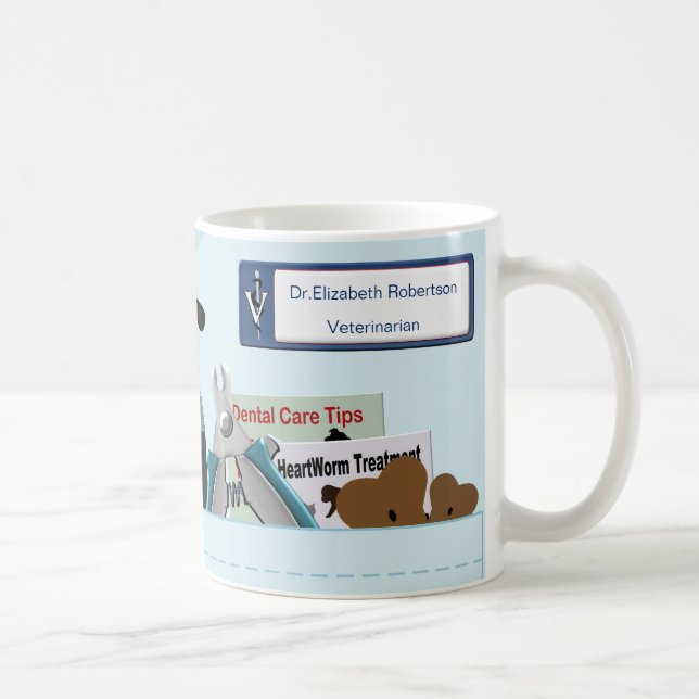 Taza De Café Azul claro de crudos veterinarios personalizados (Derecha)