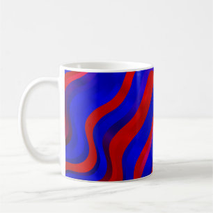 Taza De Café Azul claro, textura roja con líneas irregulares. G