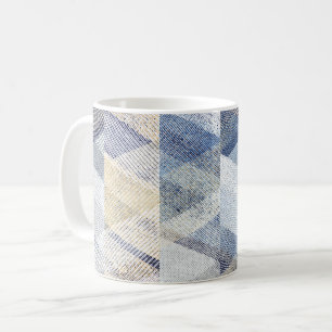 Taza De Café azul claro texturizado, zigzag beige