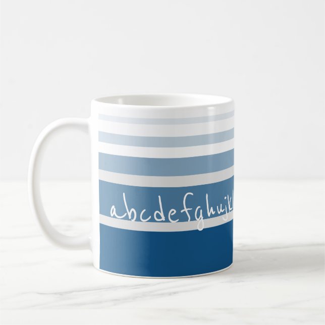 Taza De Café Azul Con Banda Gris (Izquierda)