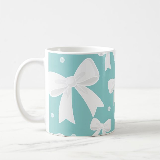 Taza De Café Azul con Perlas y Coqueta de Arcos Blancos (Izquierda)