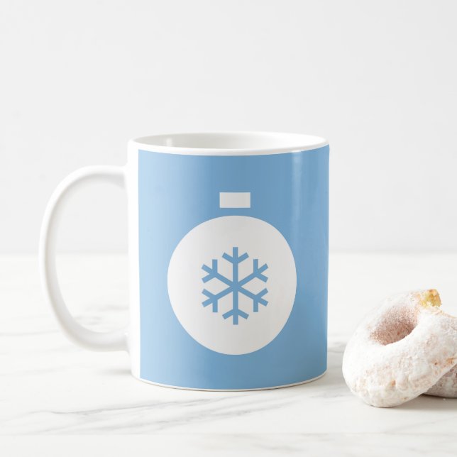 Taza de café azul de bola de Navidad (Con donut)