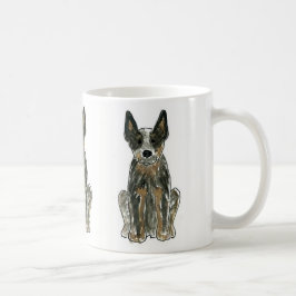 Taza de café azul de Heeler del perro australiano