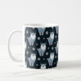 TAZA DE CAFÉ AZUL DE INVIERNO Y BLANCO RENO NAVIDEÑO