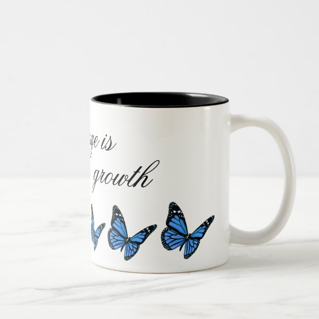 Taza de café azul de la mariposa (Derecha)