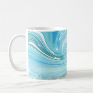 Taza De Café Azul de la playa Abstracto Pour Acrílico
