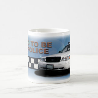 Taza De Café Azul de la policía de Checkerband del pelotón
