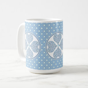 Taza De Café Azul de luz de encaje cerámico