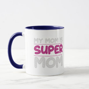 Taza de café azul de tipografía punteada Super Mam