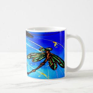 Taza De Café Azul de vuelo de libélula