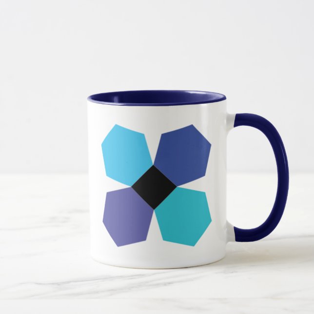Taza de café azul del bloque de la flor del EPP (Derecha)