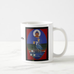 Taza de café azul del centro del budista de zen d