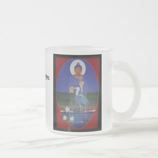Taza de café azul del centro del budista de zen de (Derecha)
