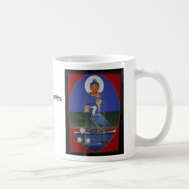Taza de café azul del centro del budista de zen de (Derecha)