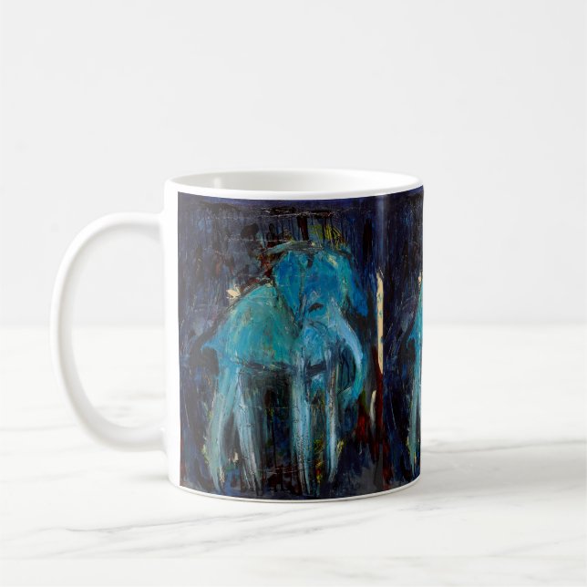Taza de café azul del elefante (Izquierda)