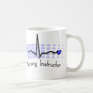 Taza De Café Azul del instructor QRS de la enfermería