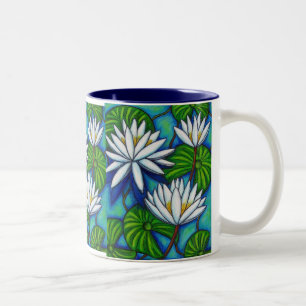 Taza de café azul del Nymphaea