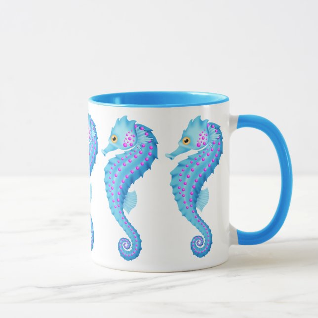 Taza de café azul del Seahorse (Derecha)
