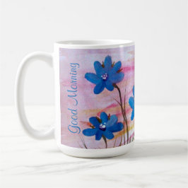 Taza De Café Azul Denim Floral