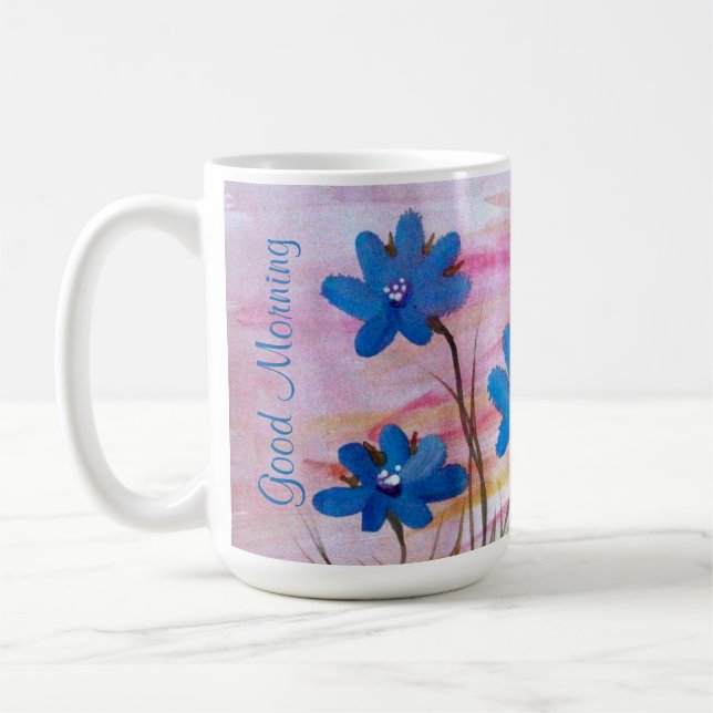 Taza De Café Azul Denim Floral (Izquierda)