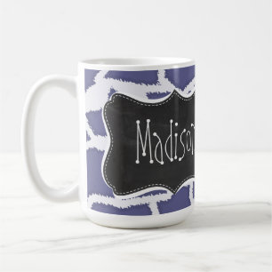 Taza De Café - Azul - estampado de animales gris oscuro de la