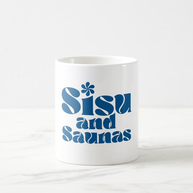 Taza De Café Azul finlandés Sisu y Saunas café Mug (Centro)