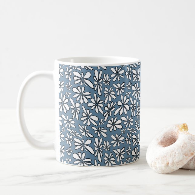 Taza De Café Azul floral (Con donut)