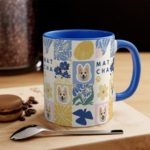 Taza De Café Azul floral de cerdo único