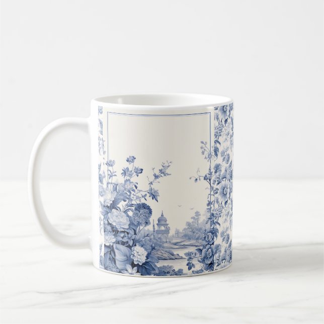 Taza De Café Azul floral de Francia (Izquierda)