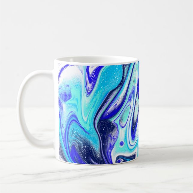Taza De Café Azul fundido | Arte fluido (Izquierda)