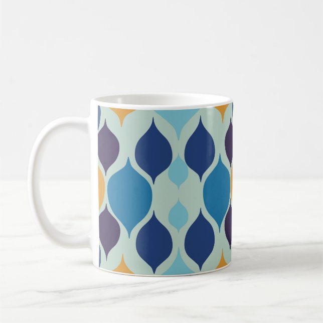 Taza De Café Azul geométrico de mediados del siglo XIX (Izquierda)