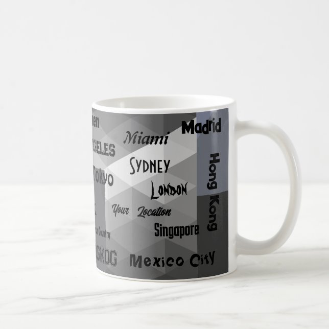 Taza De Café azul geométrico Mega ciudad (Derecha)