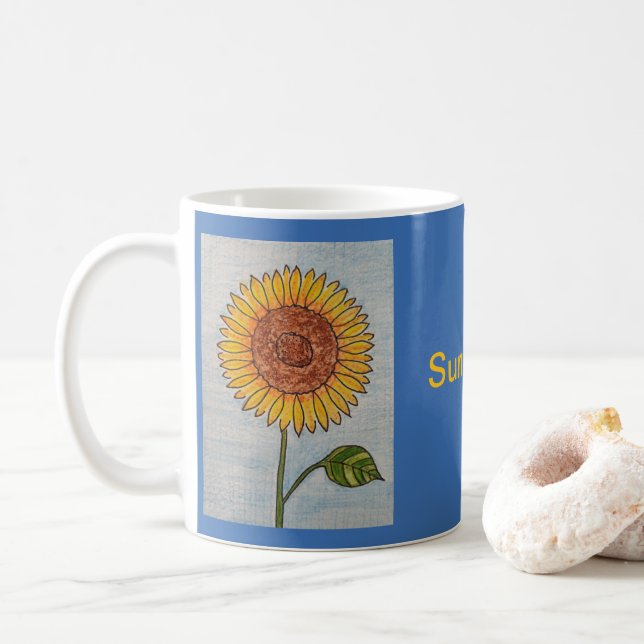 Taza De Café Azul girasol (Con donut)