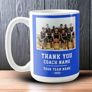 Taza De Café Azul Gracias Entrenador Nombre del Equipo Foto