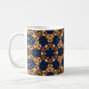 Taza De Café Azul hippie y amarillo psicodélico