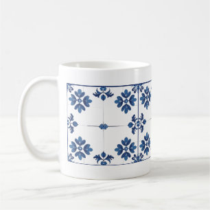 Taza De Café Azul Índigo Azulejo Portugués Lisboa Decorativo