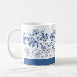 Taza De Café Azul índigo personalizado sobre el tapón blanco de