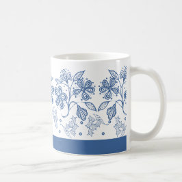 Taza De Café Azul índigo personalizado sobre el tapón blanco de