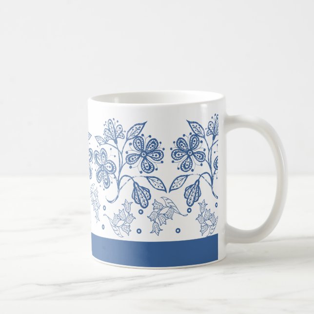 Taza De Café Azul índigo personalizado sobre el tapón blanco de (Derecha)