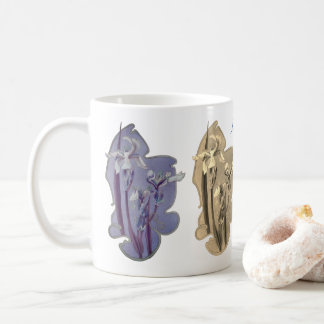 Taza De Café Azul Iris Floral Art Sepia Personalizado