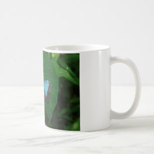 Taza De Café Azul irlandés con alas de mariposa negra