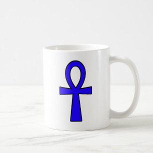 Taza De Café Azul jeroglífico egipcio de la llave de la vida de