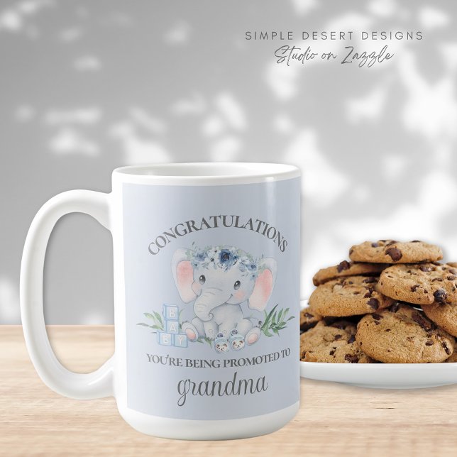 Taza De Café Azul lindo promovido a revelación de embarazo de a (Blue Pregnancy Announcement Baby Reveal Mug)