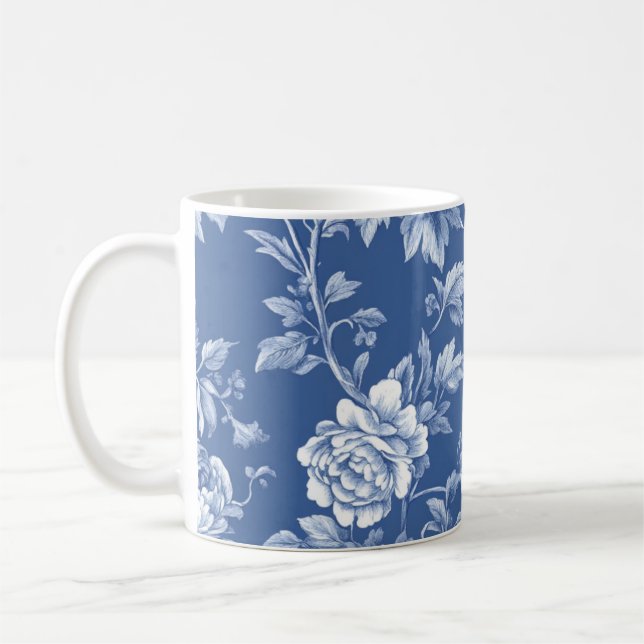 Taza De Café Azul Marino Toile  (Izquierda)