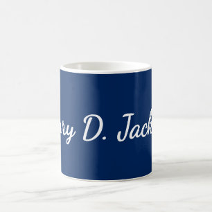 Taza De Café Azul marino único escritura clásica lisa