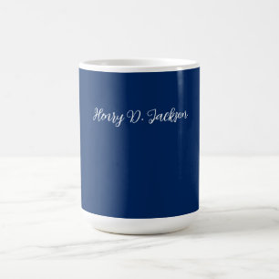 Taza De Café Azul marino único escritura clásica lisa