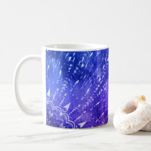 Taza De Café Azul morado Mandala nubes Boho Bohemian
