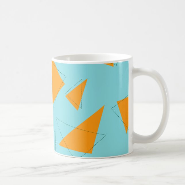 Taza De Café Azul, naranja, fresco, de moda, moderno patrón tri (Derecha)